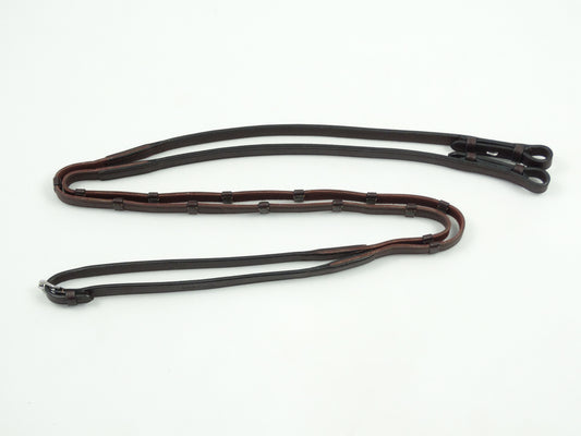 Rênes cuir et grip 5/8 avec 7 taquets et sans arrêtoirs de martingales