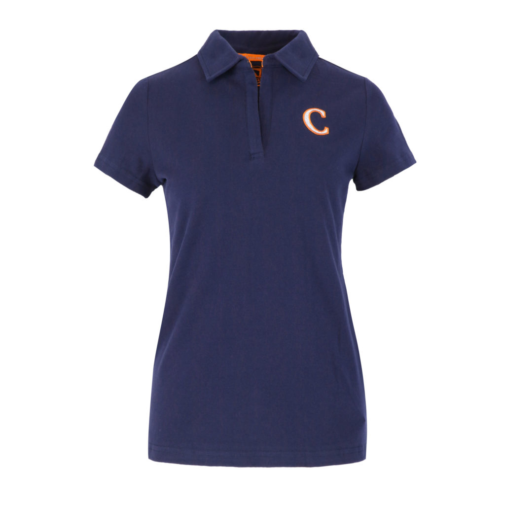 woman polo navy-front polo femme devant bleu Childéric