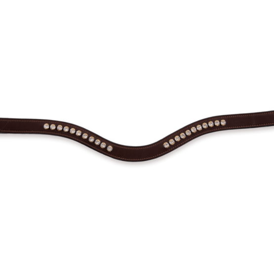 Frontal en V Swarovski cuir marron briderie sur-mesure - fsm