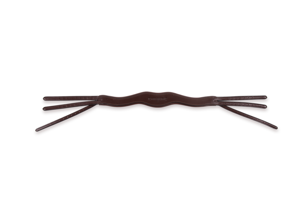 Têtière Ergonomique large cuir marron briderie sur-mesure - tem